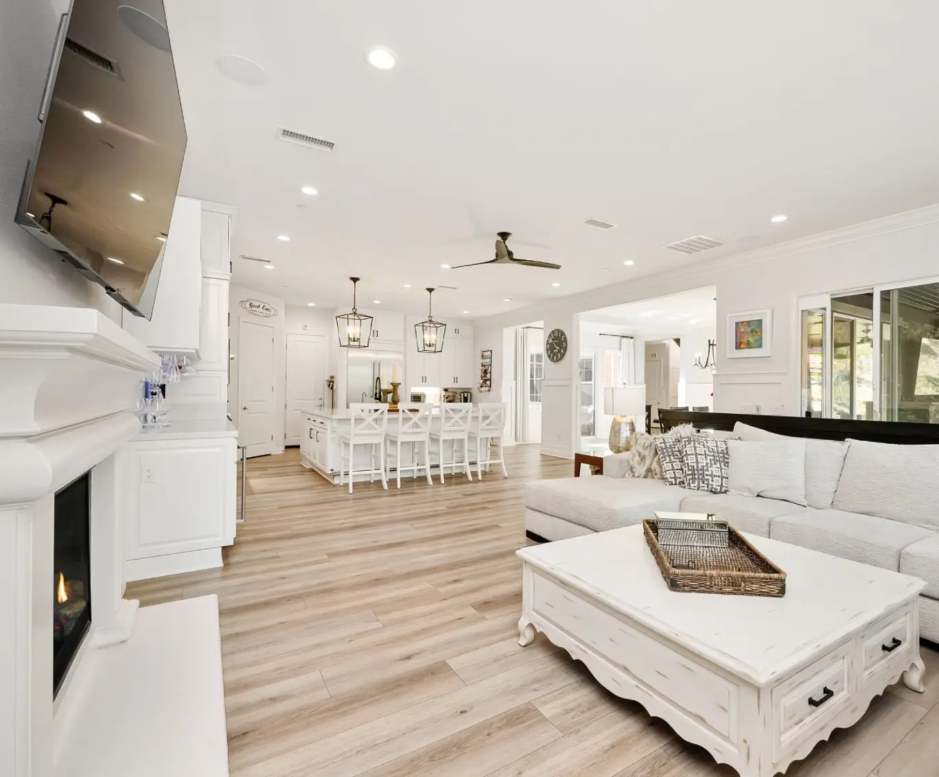 Open-plan living room and kitchen area.