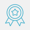 Blue award ribbon with star in the center.