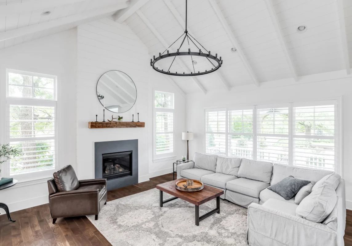 Bright living room with modern furniture.